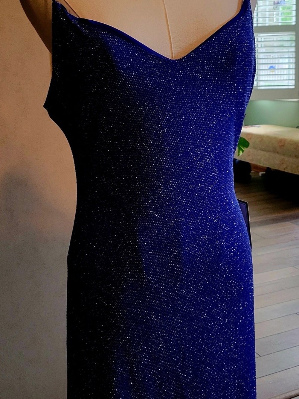 Macy B DARLIN Sparkle Navy Blue Slip Dress